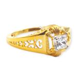 Ladies Gold Ring with Solitaire and Beautiful Design